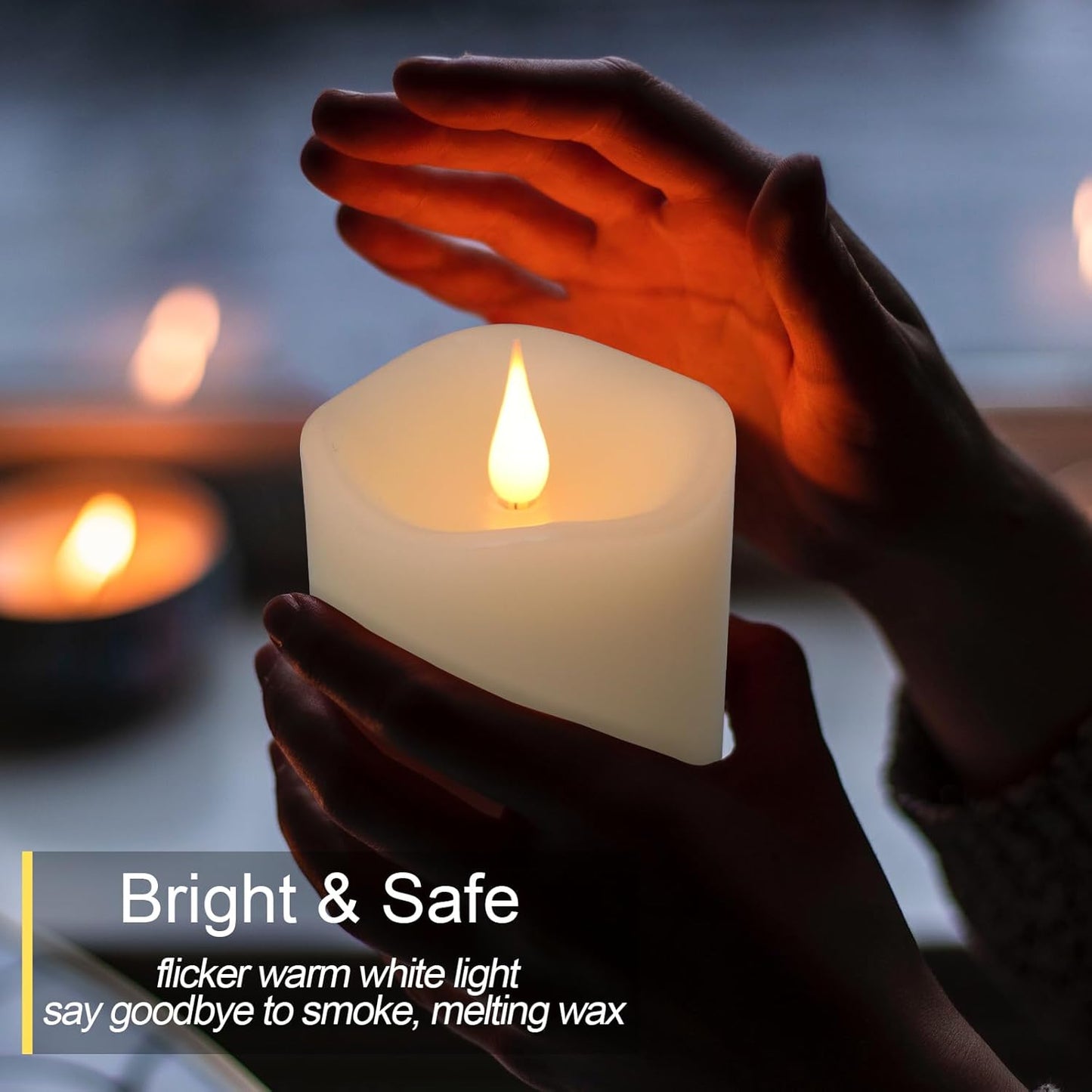 Flameless Candles Battery Operated with Timer, 3D Moving Flame Flickering, Last 600+ Hours Battery Candles, 3" x 4" Ivory Real Wax Electric LED Candle for Wedding Party Decorations