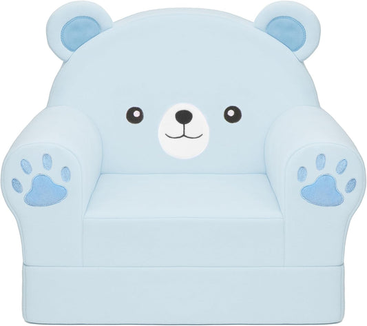 MONKISS Cute Toddler First Chair, Kids' Armchairs, Mini Couch for Baby, Blue Bear, 1~2.5 Years Old