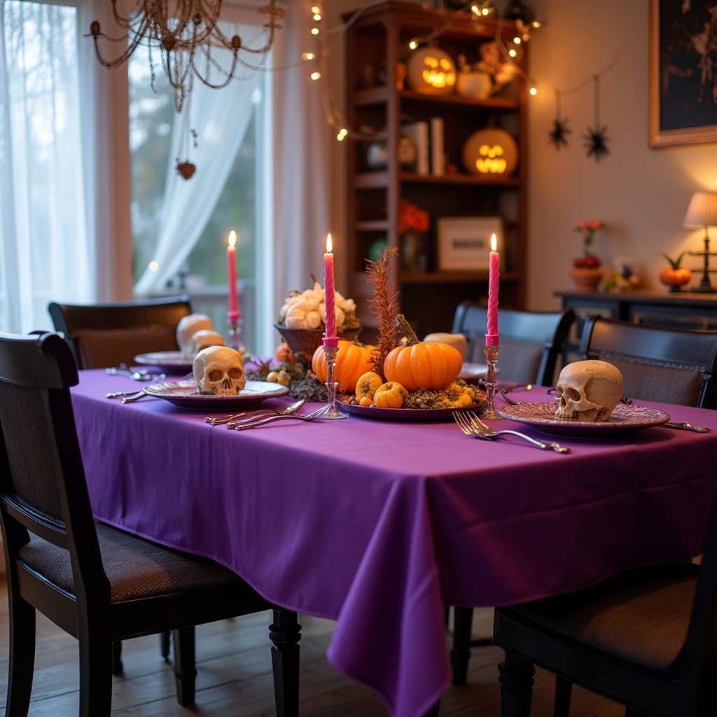 sancua Rectangle Tablecloth - 60 x 120 Inch - Stain and Wrinkle Resistant Washable Polyester Table Cloth, Decorative Fabric Table Cover for Dining Tables, Buffet Parties and Camping, Purple