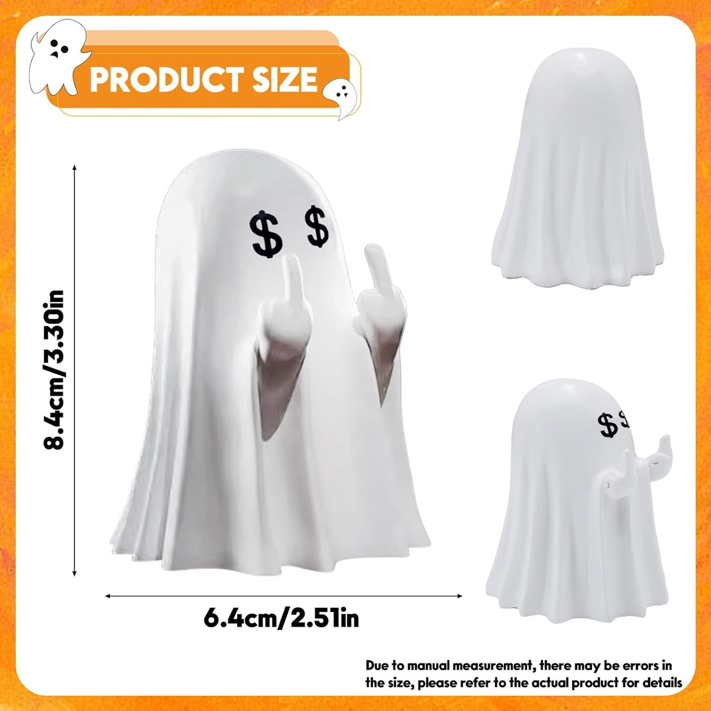 Halloween Ghost Figurine, Funny Middle Finger Spooky Resin Statue, Cute Decor for Halloween Decorations Indoor, Porch and Indoor Spooky Home Party Decor Gifts