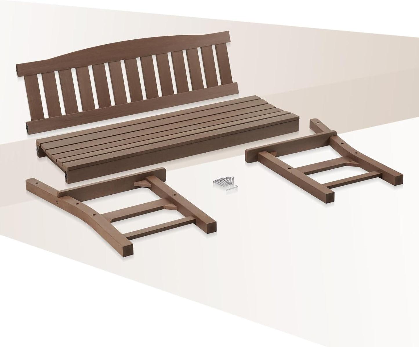 Psilvam 3-Person Outdoor Memorial Bench, All-Weather Poly Lumber Garden Bench, Rot-Resistant Outdoor Patio Bench for Park,Porch,and Church(Brown)