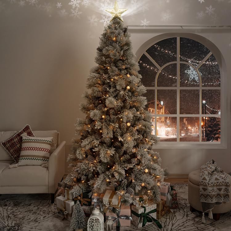 Naomi Home Darla Snowy Christmas Tree 6.5ft/Snow Flocked