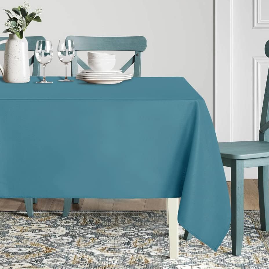 sancua Rectangle Tablecloth - 70 x 120 Inch - Stain and Wrinkle Resistant Washable Polyester Table Cloth, Decorative Fabric Table Cover for Dining Tables, Buffet Parties and Camping, Teal