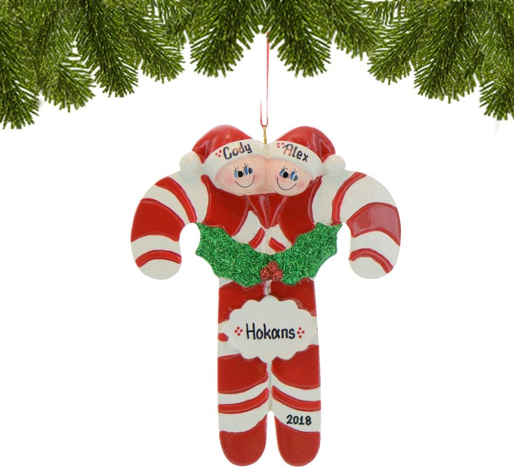 3D Personalized Our First Christmas Ornament 2025 | Custom Candy Cane Couple Ornaments Holiday Couples Ornament 2025 Family of 2 Unique for a Couple Ornaments Couples Unique Gifts