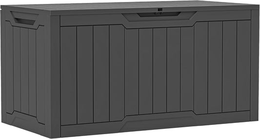 YITAHOME 100 Gallon Outdoor Storage Box, Large Water Resistant Resin Deck Box, Indoor Outdoor Lockable Storage Container for Patio, Garden, Cushions, Tools, Equipment (Dark Gray)