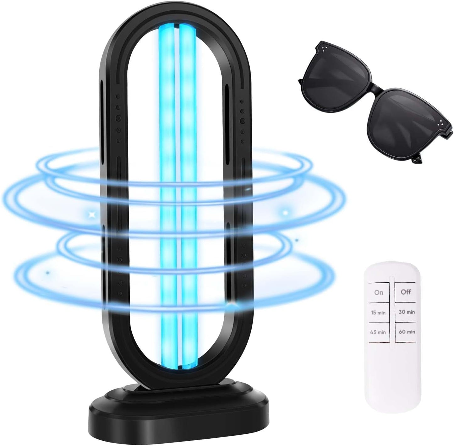 UV Light Sanitizer,UVC Home Disinfection Device 4-Speed Timing and Remote Control,UVO Light for Dust Mites,UV Lamp for Whole Room