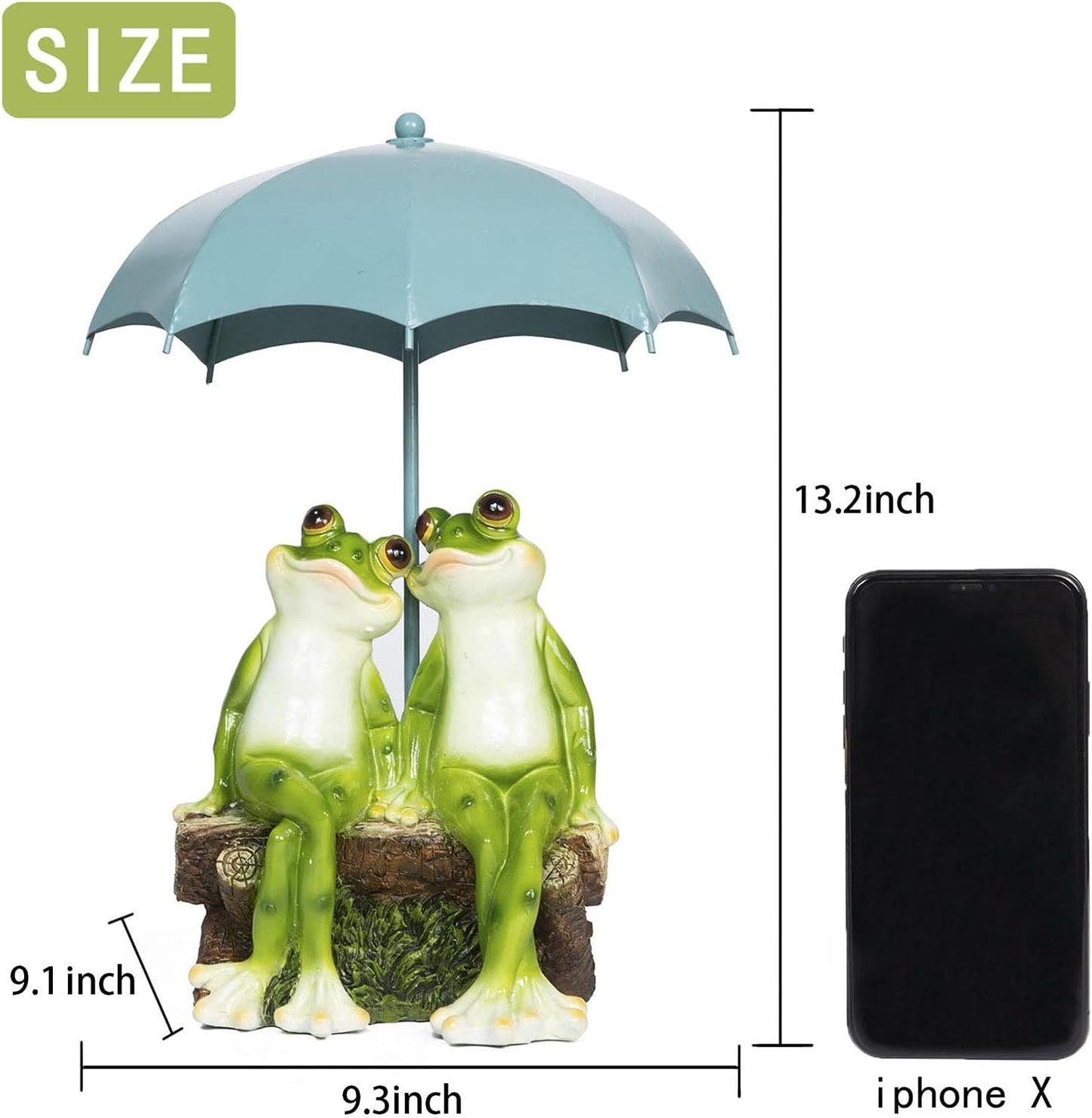 Frog Statue Garden - Resin Happy Couple Frogs on Bench Figurines - Summer Decorations for Patio, Yard, Lawn, Porch - Cute Garden Frog Decor - Ornament Gift