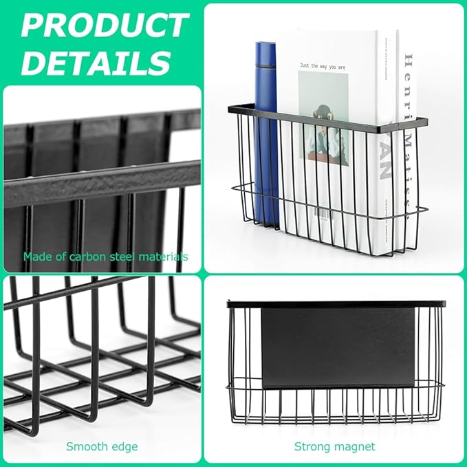 Magnetic Storage Basket Organizer for Fridge & Kitchen, 11lb Capacity Essentials Holder, No Tools Needed, Adjustable & Removable Spice Rack for Plastic Wrap, Foil, & More