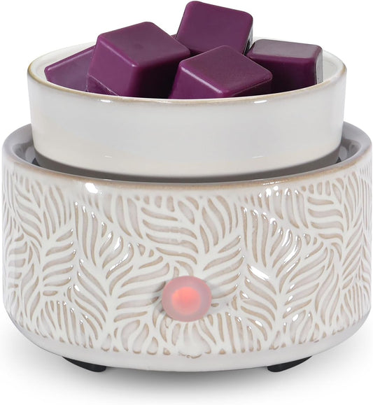 Electric Wax Melt Warmer 4-in-1 Candle Warmer for Scented Wax Melter Cute Ceramic Fragrance Wax Burner for Home Office Bedroom Deco Gift for Women White