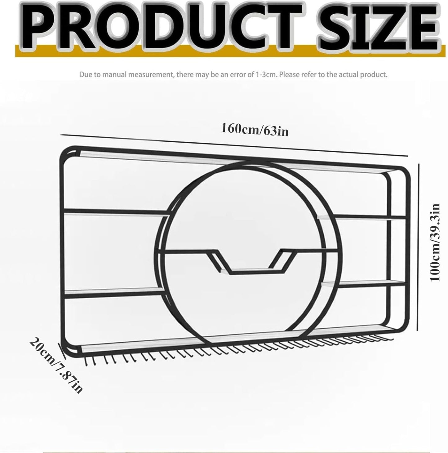 3-Tiers Metal Wine Rack Wall Mounted Modern With LED Light With Wine Glass Holder Large Liquor Bar Display Shelf,Bar Bottle Display Shelf Wine Cups Hanging Holder For Kitchen Living Room Home Decor(Go