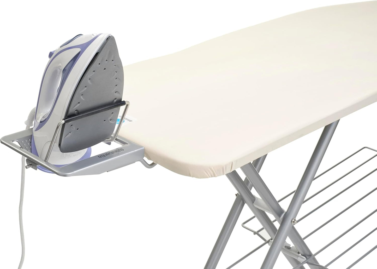 Brabantia Size C Ironing Board (49 x 18in) 7 Height Options, Adjustable Steam Iron Rest Holder & Linen Rack (Ecru) Non-Slip Feet, Anti-Collapse Child Locks