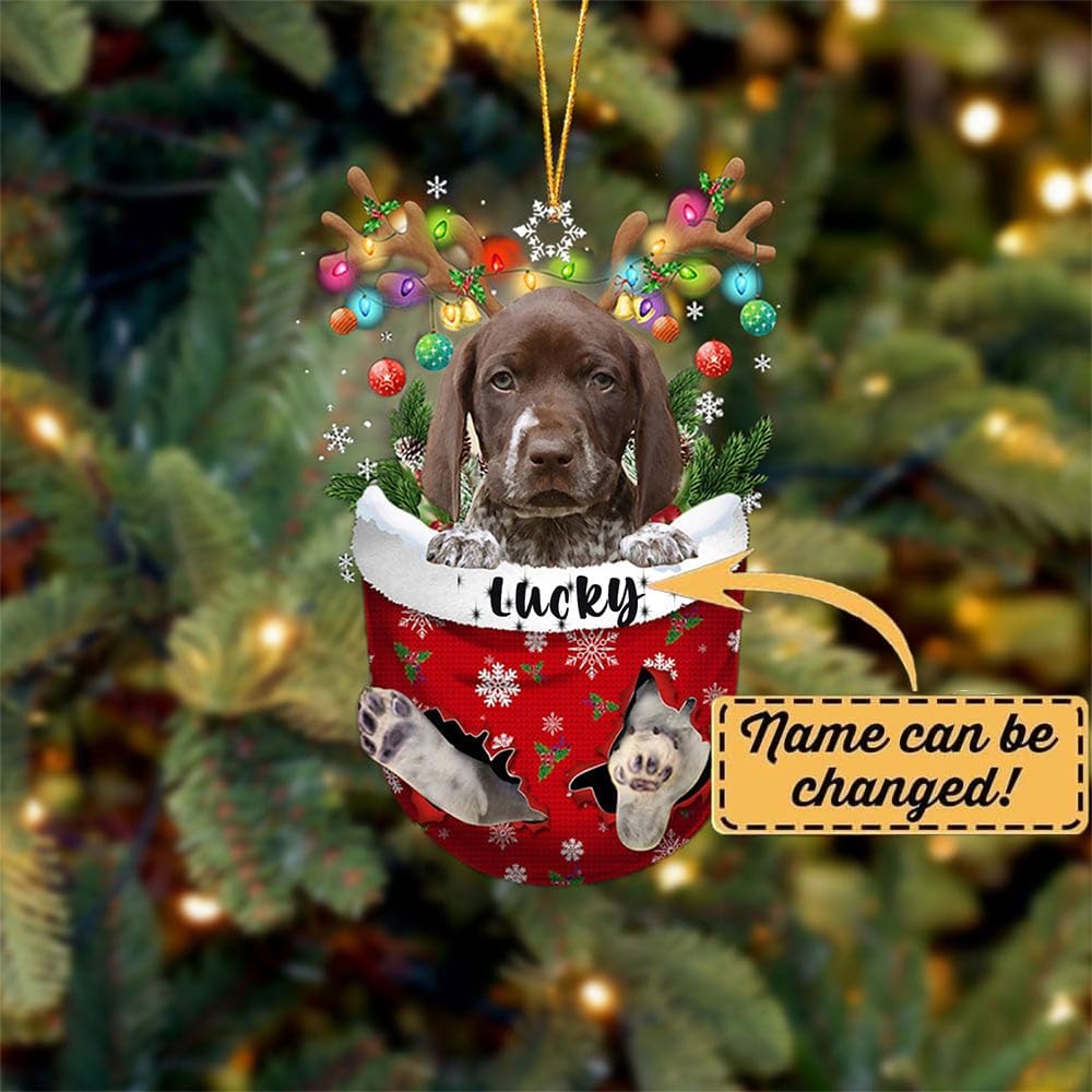 German Shorthaired Pointer Dog Christmas Ornament, German Shorthaired Pointer in Snow Pocket Christmas Tree Ornament, Dog Lovers Gift Idea Xmas Decor, Christmas Ornament Gift for Dog Lovers