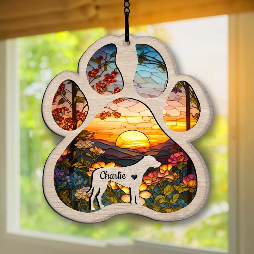 IZI POD Personalized Rhodesian Ridgeback Suncatcher Dog Memorial Gifts, Custom Rhodesian Ridgeback Ornament Christmas Tree, Pet Remembrance Gift, Loss of Dog Sympathy Gift, Pet Loss Suncatcher