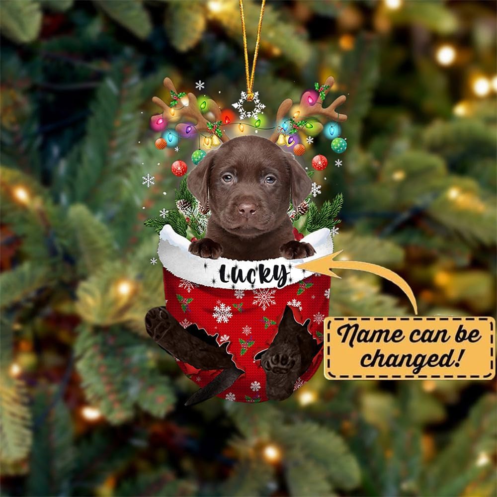 Chocolate Labrador Christmas Tree Ornament - Dog Lovers Gift Idea for Xmas Decorations