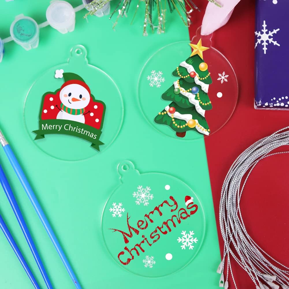 20Pcs 4 Inch Clear Acrylic Christmas Ornaments - DIY Craft Hanging Ornaments for Christmas Tree Decoration