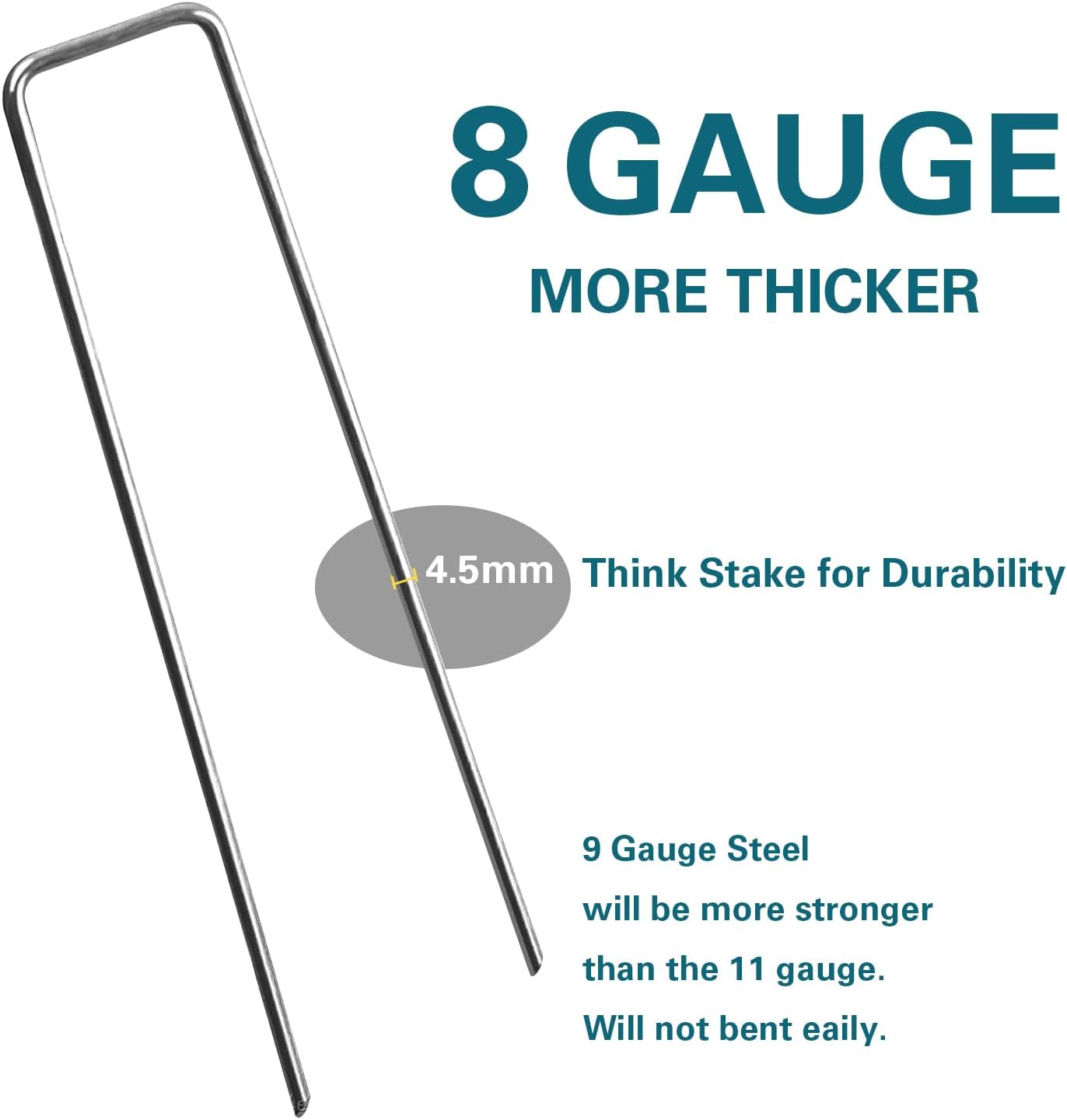 8 Inch Landscape Staples, More Thicker Heavy Duty 8 Gauge Galvanized Landscape Stakes, 125 Packs Garden Staples for Lawns, Weed Barriers, and Landscape Fabrics, Irrigation Hose, Tent Pegs