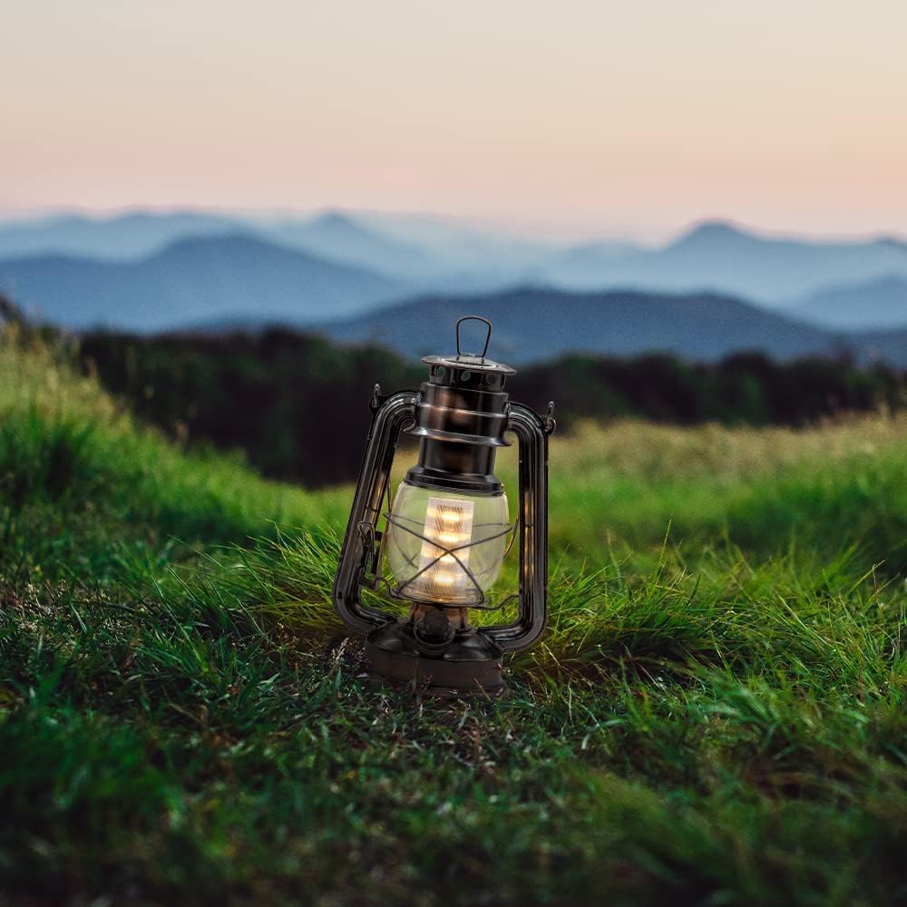 YAKii LED Vintage Lantern Metal Hanging Hurricane 12 LED Dimmer Switch Warm White Battery Operated Lantern Power Outage Indoor Camping Lighting Outdoor Brooklyn Decoration(Copper Pack of 8)