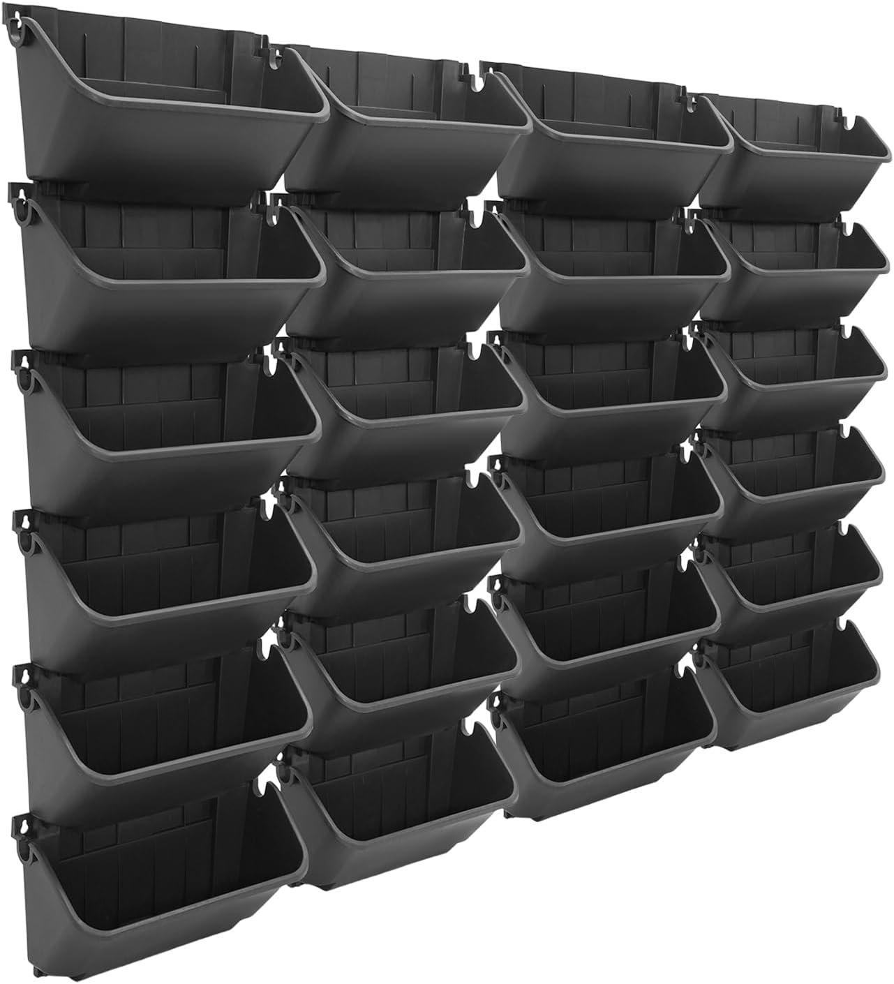 24PCS Vertical Wall Planter, 13 inch Wall Mounted Garden Planters, Plastic Wall Hanging Planter with Drainage Holes, Wall Planters for Patio Outdoor Decor, Balcony Plant Hanging Flowerpot (Black)