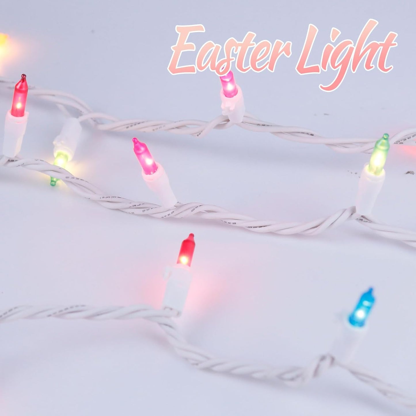 Easter Lights String 25FT 100 Incandescent Bulbs, UL-Listed Multicolor String Lights with White Wire Plug in Connectable for Indoor Outdoor Holiday Yard Patio Party Christmas Decorations