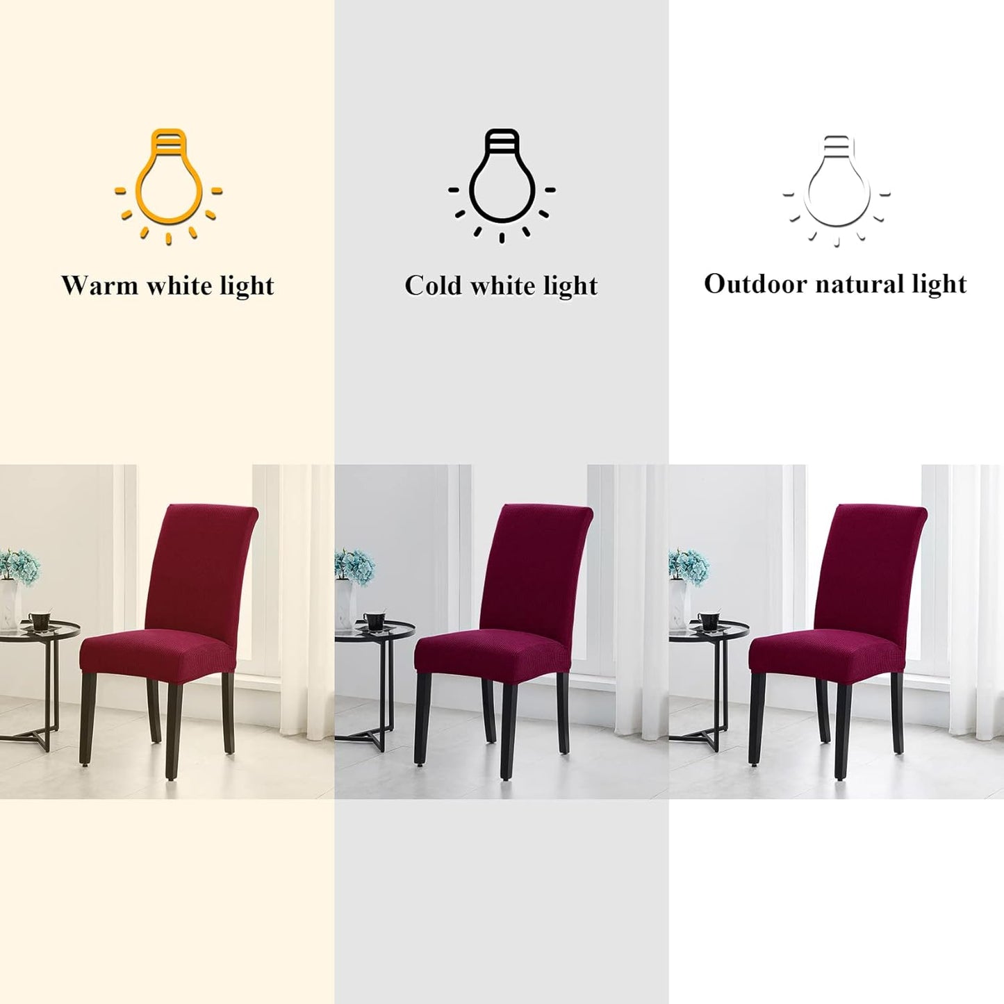 Joccun Chair Covers for Dining Room Set of 6,Dining Chair Slipcovers Stretch Dining Room Chair Covers Seat Protector,Washable Parsons Chair Cover for Home,Banquet(Wine Red,6 Pack)