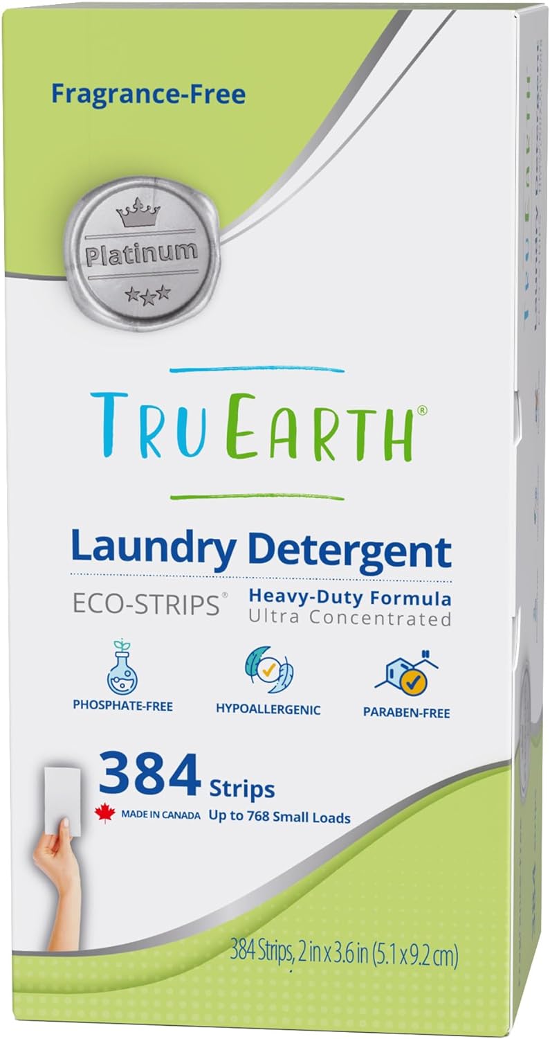 Tru Earth Platinum - Heavy Duty Laundry Detergent Sheets - Up to 768 Loads (384 Count), Fragrance Free - Ultra-Concentrated - Eco-Friendly Laundry Sheets