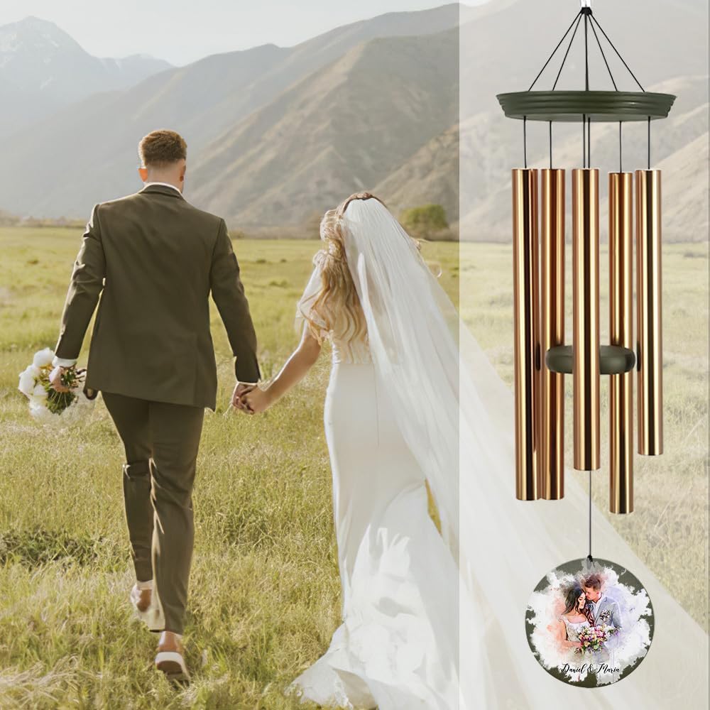 ASTARIN Personalized 20th 50th Anniversary Wind Chime, Happy Anniversary Wedding Valentine's Day Gift for Wife Husband Men Women Sister, Golden Anniversary Keepsake Decorations for Parents Couples