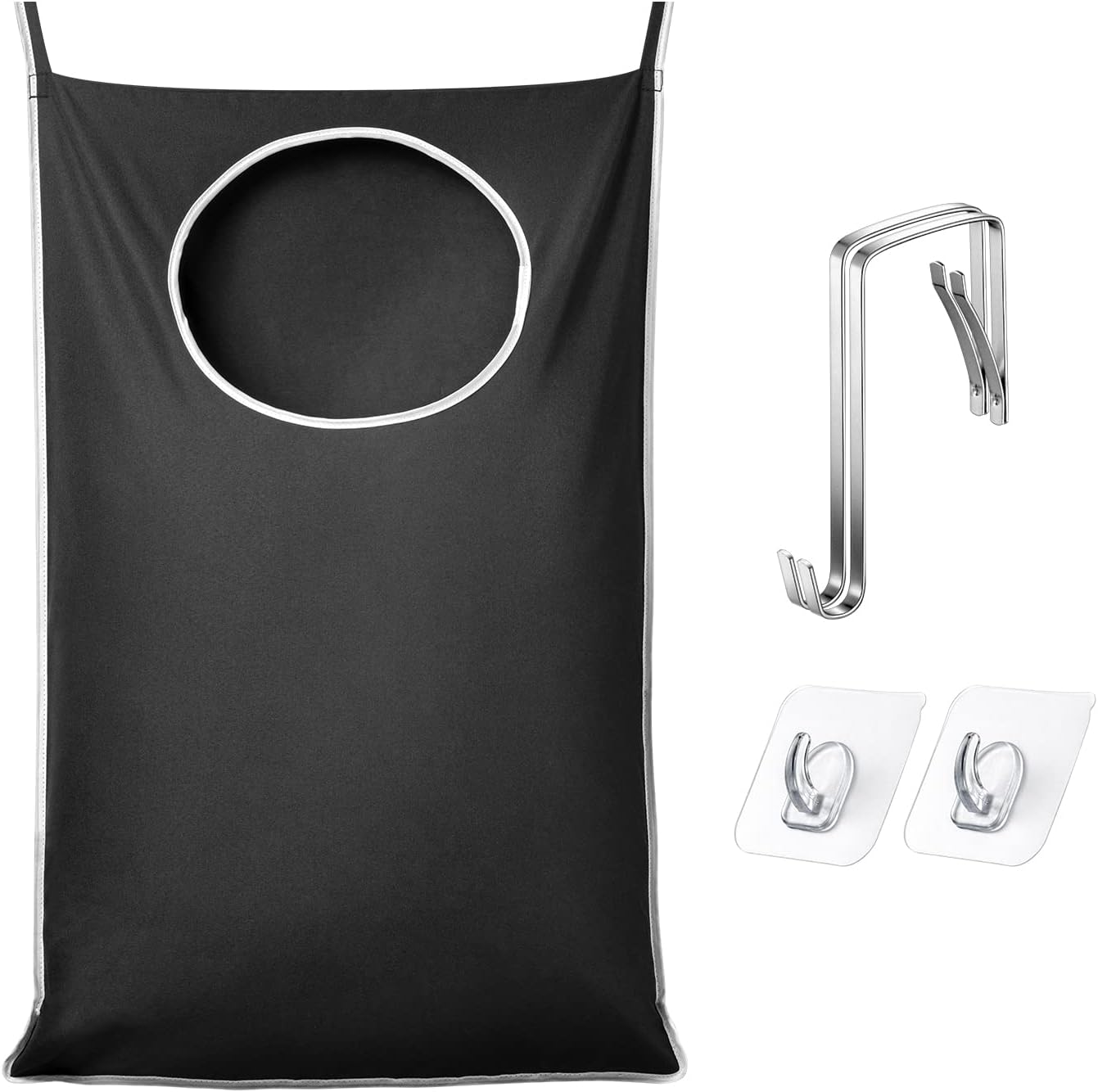KEEPJOY XL Black Door Hanging Laundry Hamper, Large Size 36.5X22.5 inch Hanging Laundry Bag with Large Opening and 2 Strong Hooks for Whole Family Dirty Clothes
