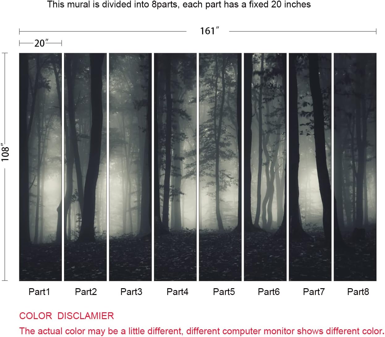 Foggy Forest Wallpaper Misty Jungle Rainforest Trees Nature Landscape Wall Mural(Not Peel n' Stick)