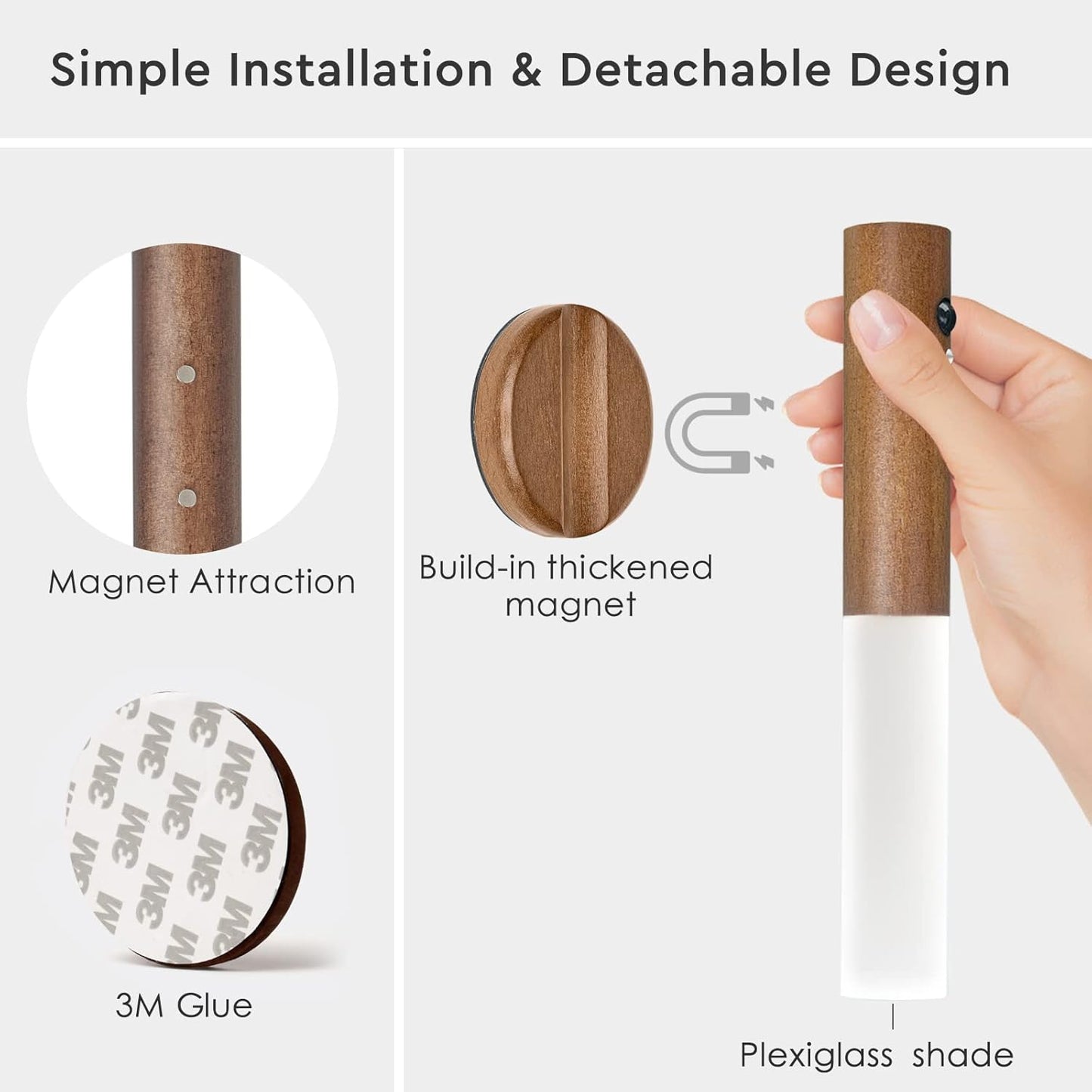 Montford Wall Sconces Set of Two Battery Operated, Motion Sensor Night Light Magnetic Wall Light Rechargeable, Peel and Stick Lights for Hallway