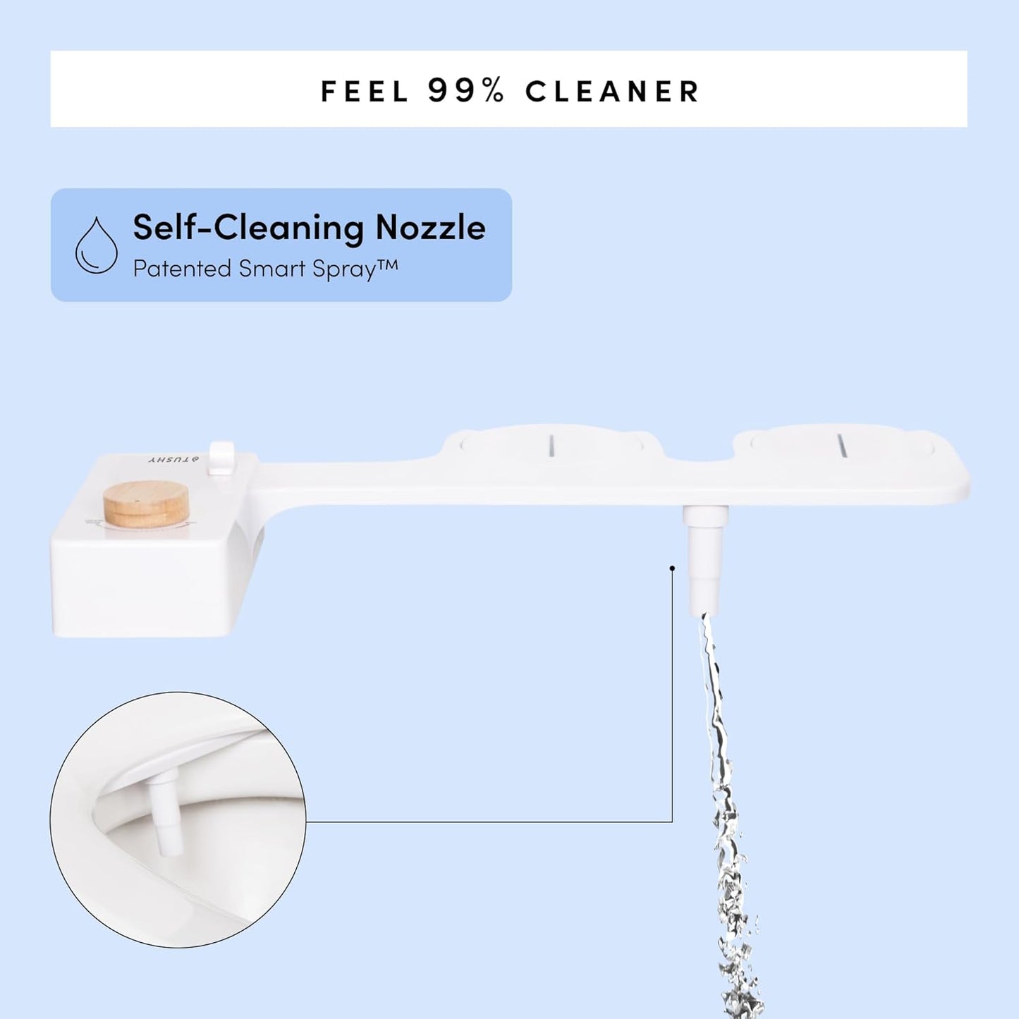 TUSHY Classic 3.0 Bidet Toilet Seat Attachment - A Non-Electric Self Cleaning Water Sprayer with Adjustable Water Pressure Nozzle, Angle Control & Easy Home Installation, (White/Bronze)