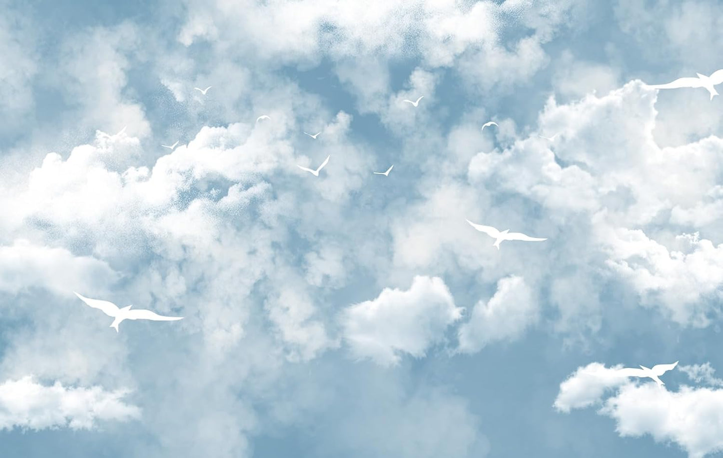 Blue Sky and White Cloud Wallpaper for Ceiling White Pigeon Wall Mural for Bedroom Living Room (Not Peel n' Stick)