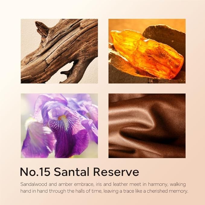 Santal Reserve Luxury Scented Candles, 9oz Soy Wax Candles for Home Scented, Sandalwood, Amber, Iris & Leather Scent, Long Burning Time, Gifts for Women, Men, Sister, Teacher