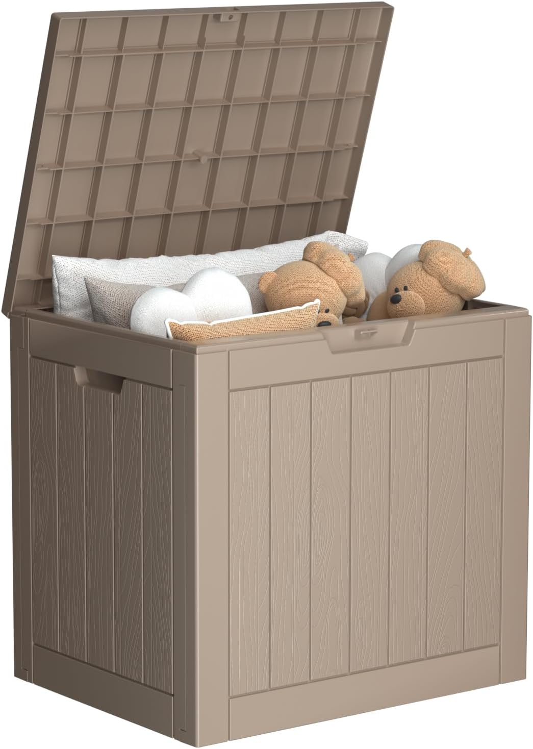 Vixzen 30 Gallon Resin Deck Box, Lockable Outdoor Storage Box for Patio Cushions Storage Furniture,Garden Tools, Pool Supplies, Weatherproof and UV Resistant- Grey