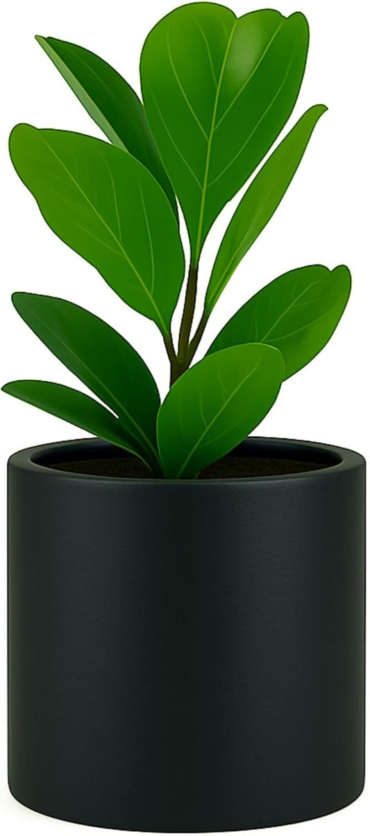 Fox & Fern 10 Inch Black Plant Pot with Drainage Plug — Premium Lightweight Fiberstone Matte Black Planter; 10 Inch Pots for Plants; for Indoor & Outdoor Use; Weather Resistant & UV Resistant