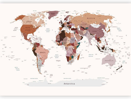 artgeist Premium Wall Mural World Map 138x101 in - XXL Non-Woven Wallpaper Fleece Wall Decor Photo Print Picture Image Design Home Map of The World k-B-0001-a-d