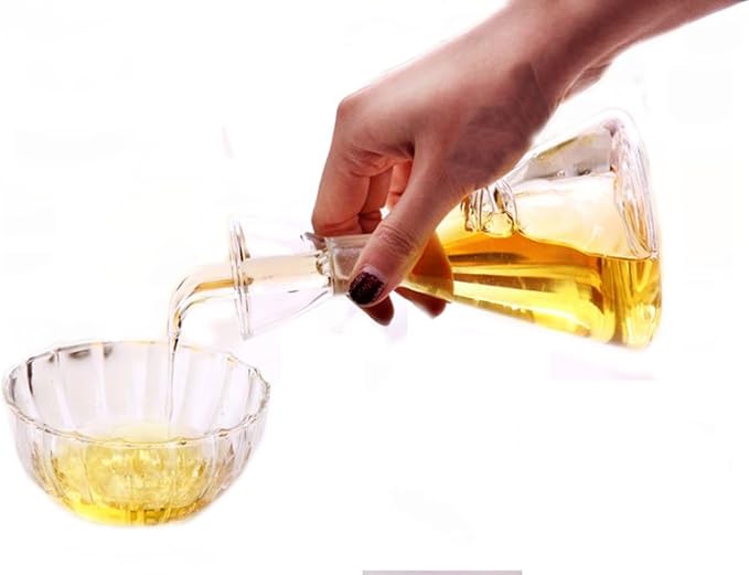 ELETON Olive Oil Dispenser Bottle Glass with No Drip Bottle Spout -Pourer Dispensing Bottles for Kitchen - Olive Glass Dispenser to Control Cooking Vegetable Oil and Vinegar(8 oz)