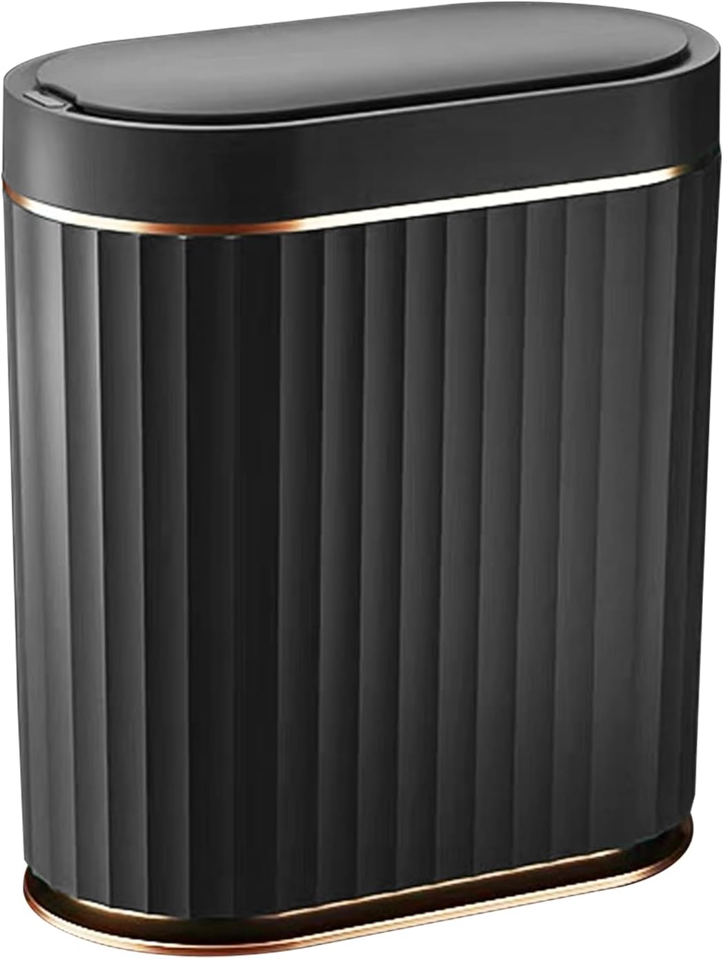 ELPHECO Black Bathroom Trash Can with Lid 2 Gallon Sensor Trash Bin, Automatic Narrow Garbage Can, Waterproof Smart Trash Can, Slim Motion Sensor Waste Bins for Bathroom, Living Room, Office