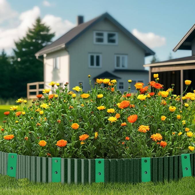 60Pcs Metal Garden Landscape Edging Stakes, Green,10in anchoring Stakes Landscape Anchoring Spikes for Terrace Board,Garden Liner, Landscape Edging Coil,Bender Board,Grass Barrier