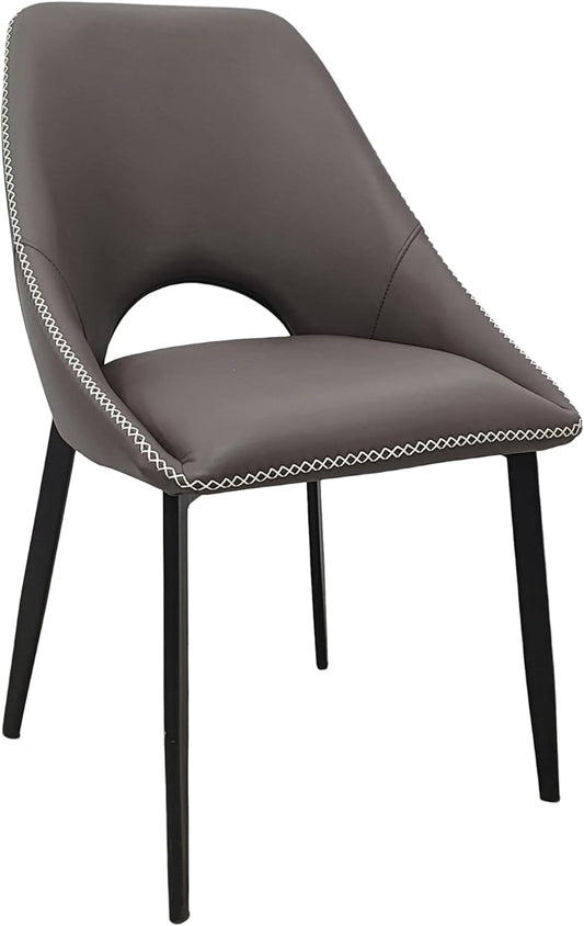 LeisureMod Amalfi Upholstered Fabric Dining Chair – Modern Side Chair with Iron Legs, Mid-Century Accent Chair for Dining Room or Kitchen