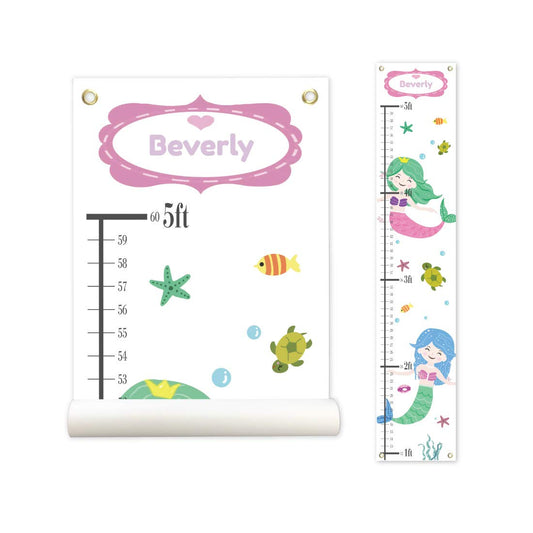 Sungwon Personalized Kids Canvas Growth Chart, Mermaid