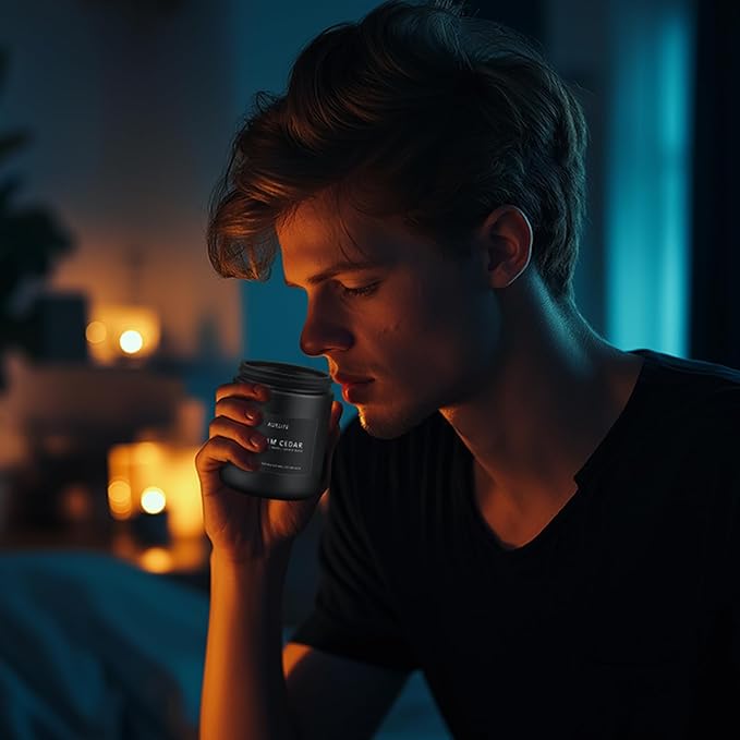 Scented Candles Set | Candle for Men, Soy Candles for Home Scented, Gifts for Men - Mens Gifts, 4 Pack Candle Gift for Dad Fathers Day (Leather/Vintage Oak/Amber Patchouli/Magnolia & Sandalwood)