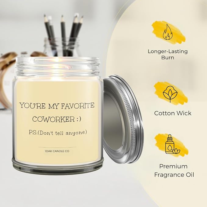 1OAK Vanilla Coworker Candle - Office Gifts for Coworkers - Funny & Farewell Gifts for Women, Men & Colleagues