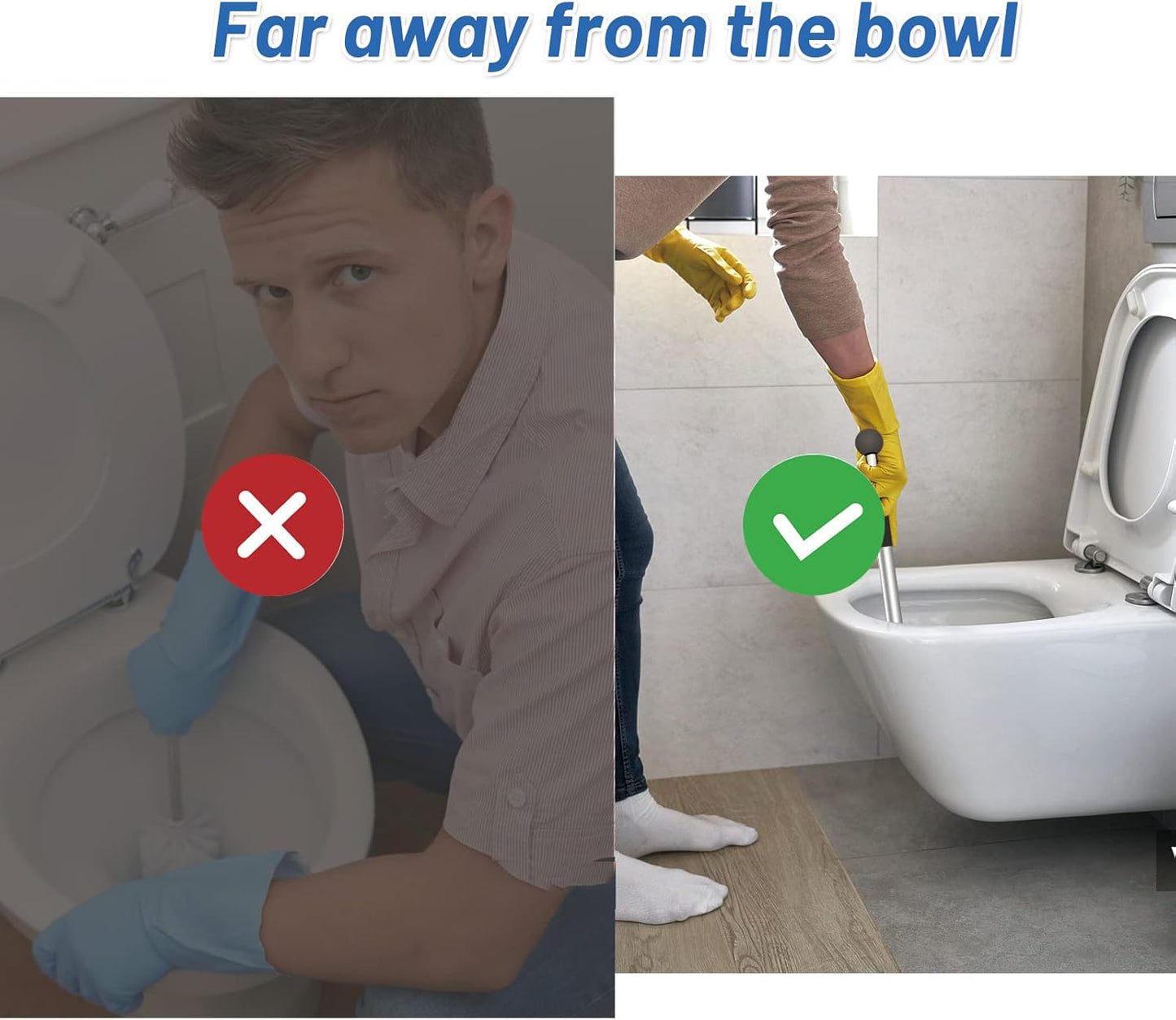 Pumice Stone Toilet Bowl Cleaner Toilet Deep Cleaning,Bathroom Cleaner Brush with Long Handle for Remove Hard Water Stains with Toilet Handle+ Pumice Stones