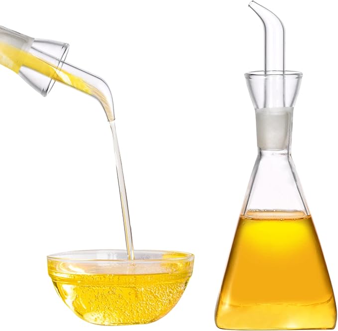 ELETON Olive Oil Dispenser Borosilicate Glass Bottle - 8 oz 250ml Non Drip Dispenser - Leak Proof Pourer Vinegar Drizzler Cruet - Easy Clean Drip Free Bottles for Kitchen