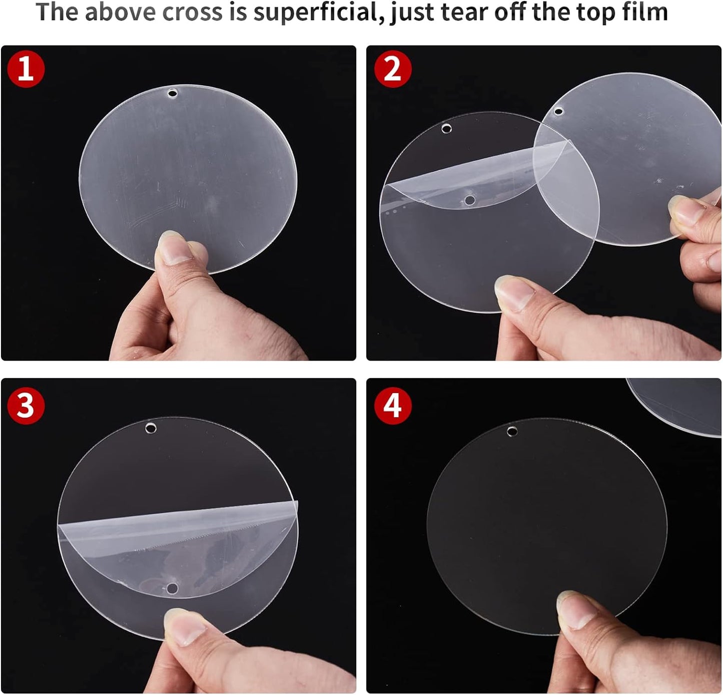 Acrylic Clear Ornament Circle Blanks 50 Pieces 1/16" Thick 3.5"/89 mm Transparent Round Acrylic Disc for DIY Crafts with Christmas Tags