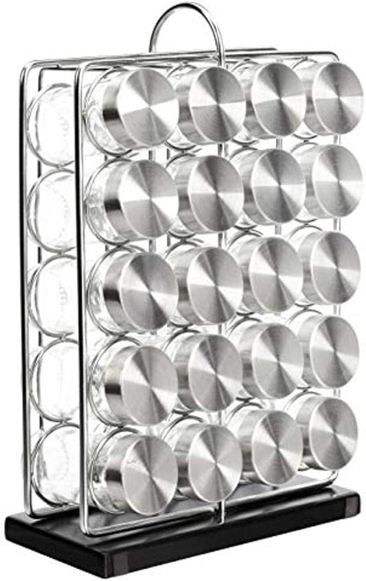 Amazon Basics 20 Jars Spice Organizer Rack, Silver
