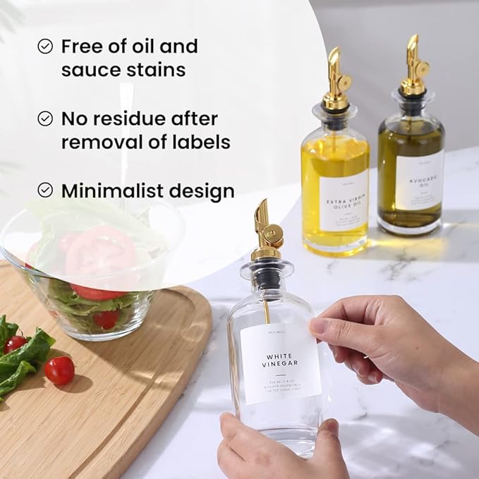 Molimoli Oil and Vinegar Dispenser with Metal Pour Spout, Weighted Pourer, Glass Bottle Dispenser for Kitchen, Olive Oil Cruet, Glass Olive Oil Bottle | 350ml, Set of 2