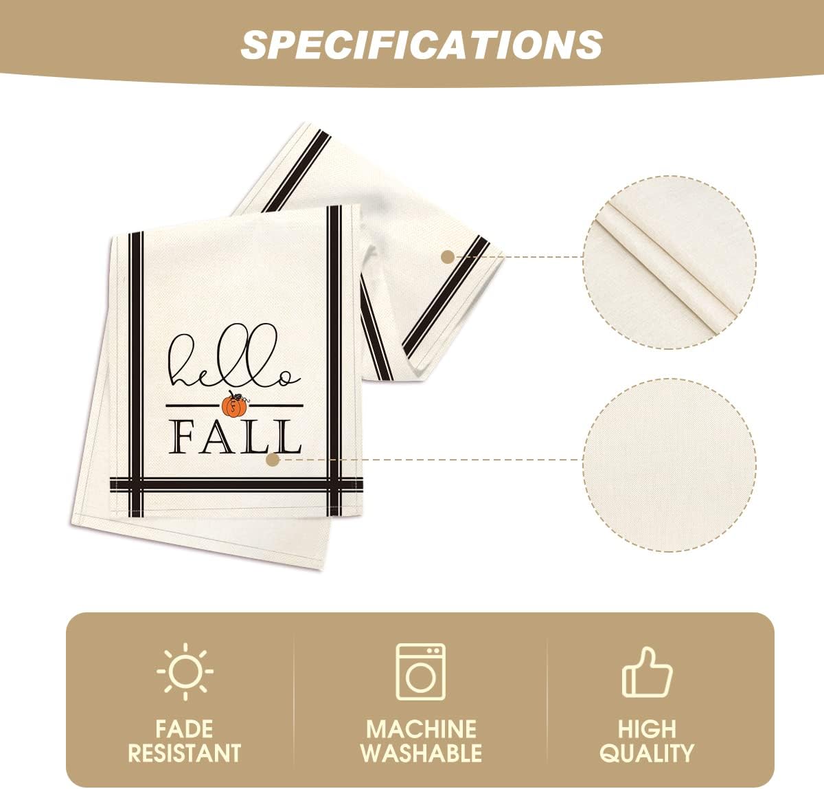 Artoid Mode Hello Fall Pumpkin Table Runner, Seasonal Harvest Vintage Thanksgiving Kitchen Dining Table Decoration for Indoor Outdoor Home Party Decor 13 x 48 Inch