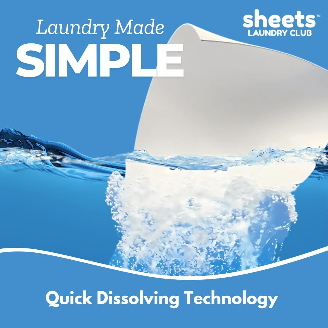 Sheets Laundry Club Laundry Detergent Sheets, 400 Loads - Fresh Linen Scent, Eco-Friendly, Quick-Dissolving Formula, Hypoallergenic, Septic Safe, Plastic-Free Packaging - 200 Sheets