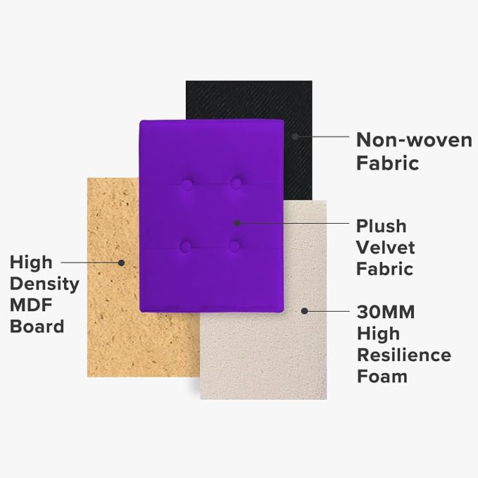 LINMAGCO Storage Ottoman Folding Foot Stool Foot Rest with Side Pocket Modern Ottoman with Storage Short Sofa Stool Velvet 17x13x13(Purple)